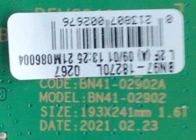 KIT DE TARJETAS PARA TV SAMSUNG / MAIN BN94-16906U / BN41-02902A / BN97-18270L / FUENTE BN4401051A / L558NA_THS / BN44-01051A / LED DRIVER BN4401046B / L558NC_TS / BN44-01046B / PANEL CY-TA055FKEV1H / DISPLAY HV550QUB-S5B / MODELO QN55Q80AAFXZA BA01	 - Imagen 4